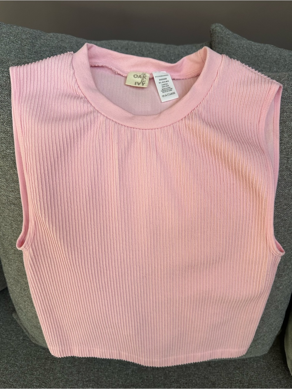 OAK + IVY Pink Ribbed Sleeveless Top